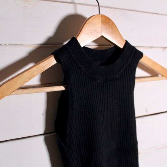 SOLD Black High Neck Ribbed Top - Picture 2 of 3